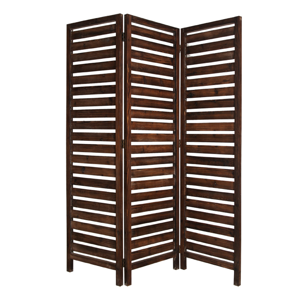 Brown 3 Panel Solid Wood Fortress Screen By Homeroots - 274852 | Room Dividers | Modishstore - 2