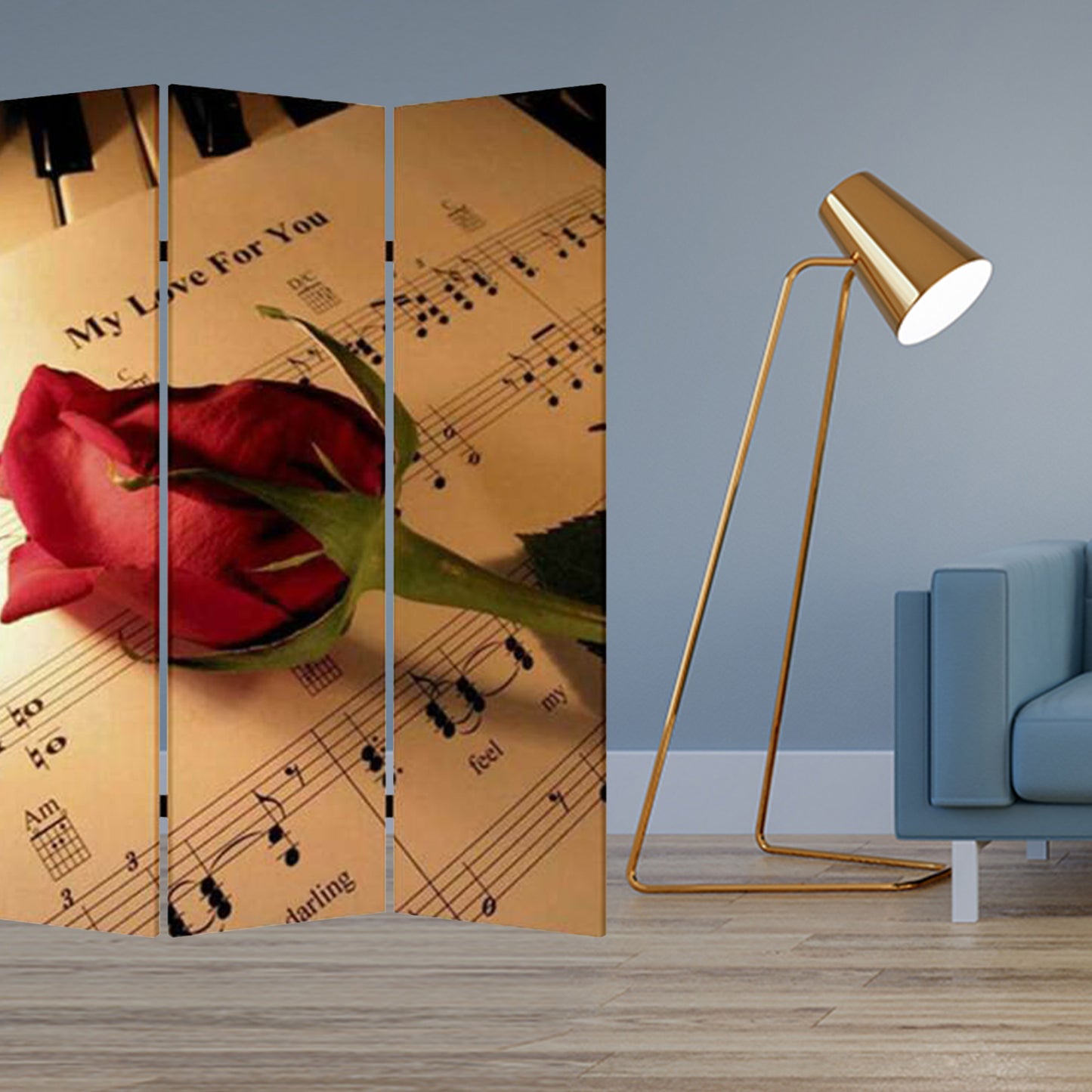 Multi Color Wood Canvas Music Screen By Homeroots | Room Dividers | Modishstore