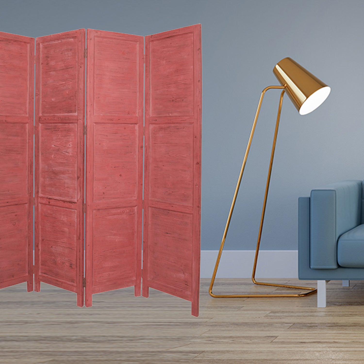 Red Wood Screen By Homeroots - 274884 | Room Dividers | Modishstore