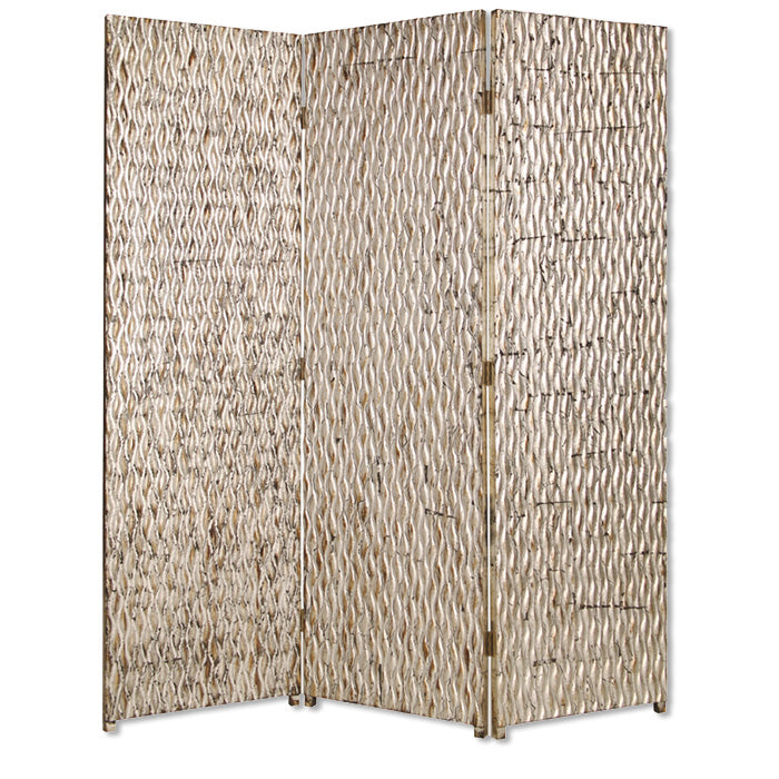 Silver Wood 3 Panel Screen By Homeroots | Room Dividers | Modishstore - 2