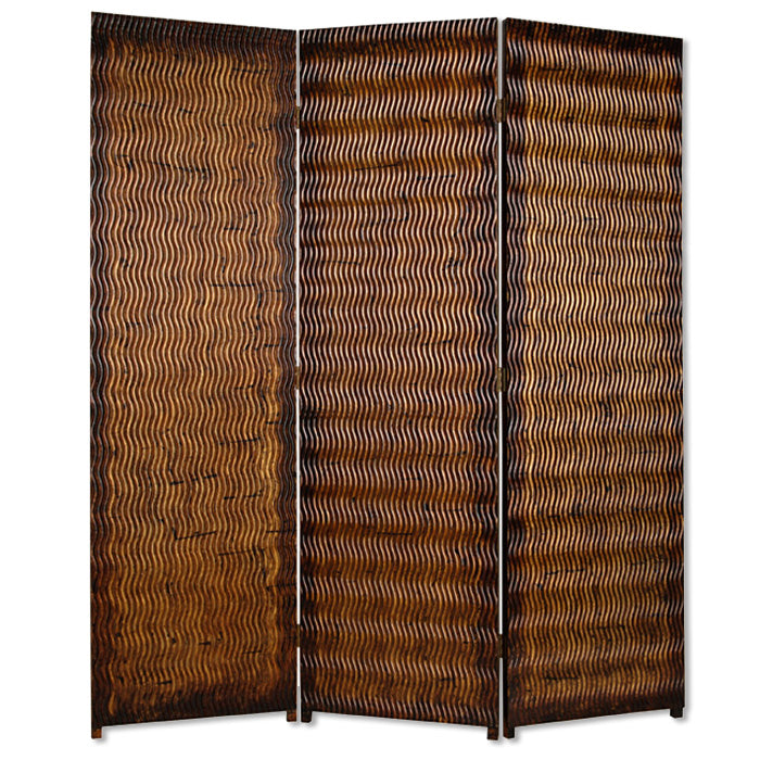 Brown Wood 3 Panel Screen By Homeroots - 274906 | Room Dividers | Modishstore - 2