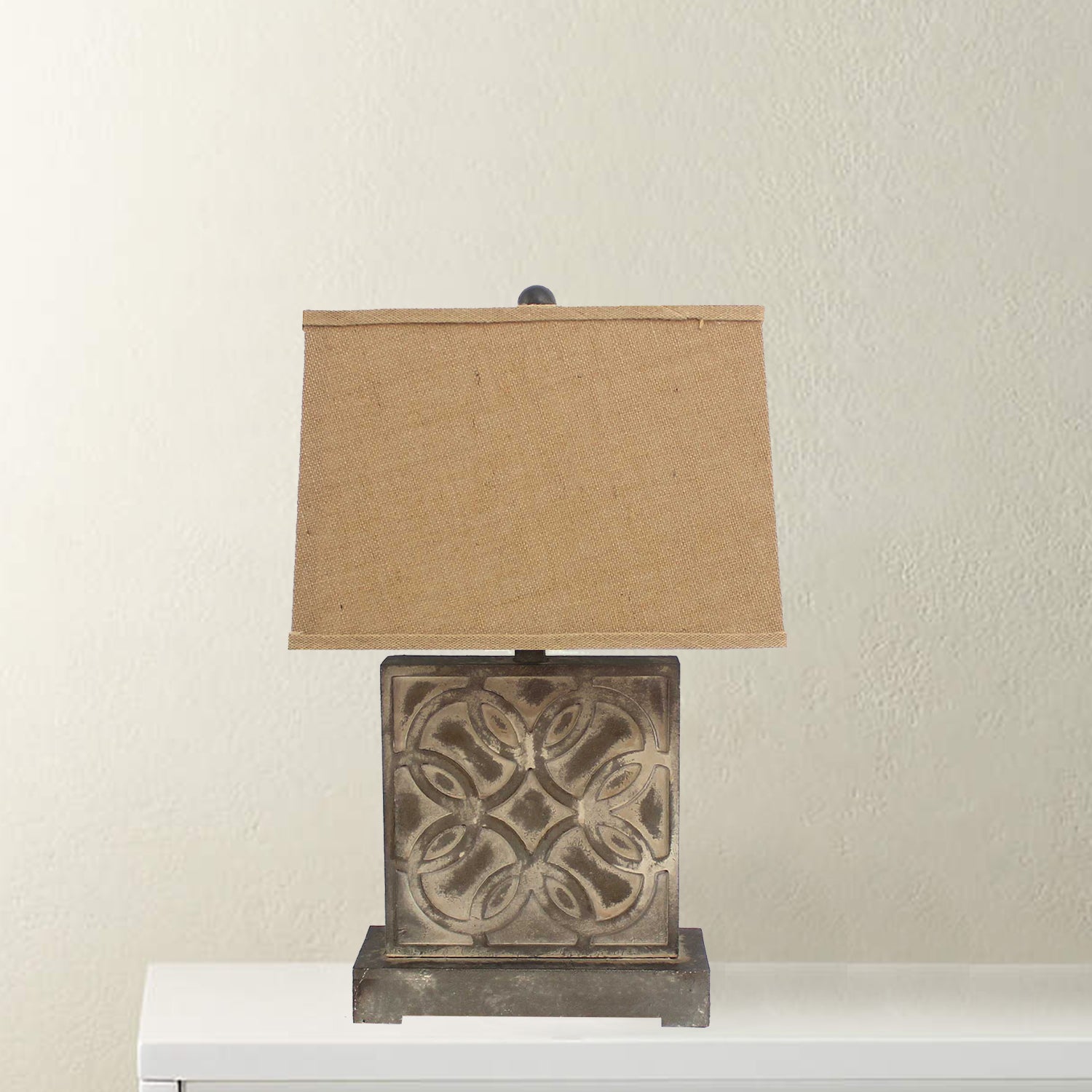 Brown Vintage with Khaki Linen Shade - Table Lamp By Homeroots | Table Lamps | Modishstore