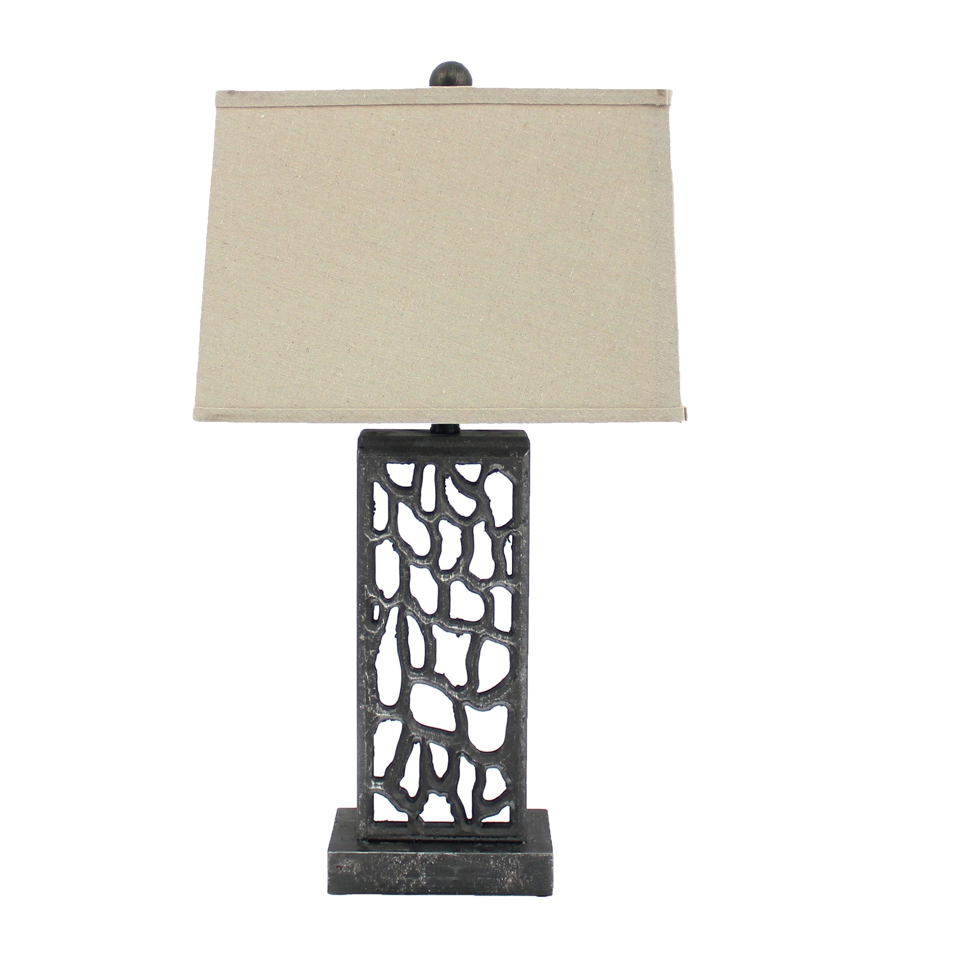 Silver Metal With Multi Mini Grotto Pattern - Table Lamp By Homeroots | Table Lamps | Modishstore