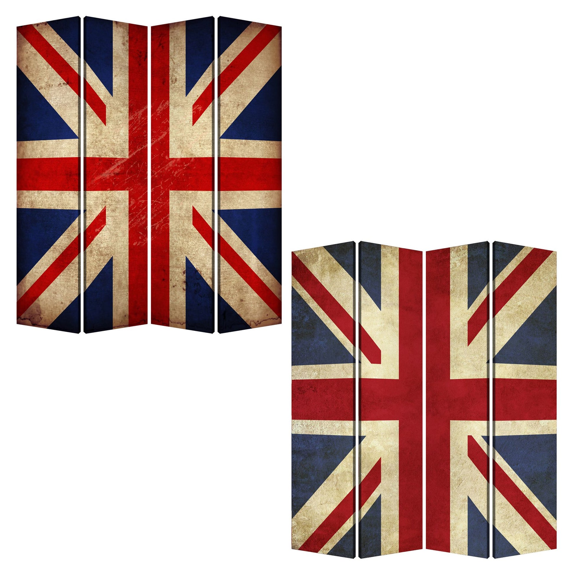 Multi Color Wood Canvas Union Jack Screen By Homeroots | Room Dividers | Modishstore - 3