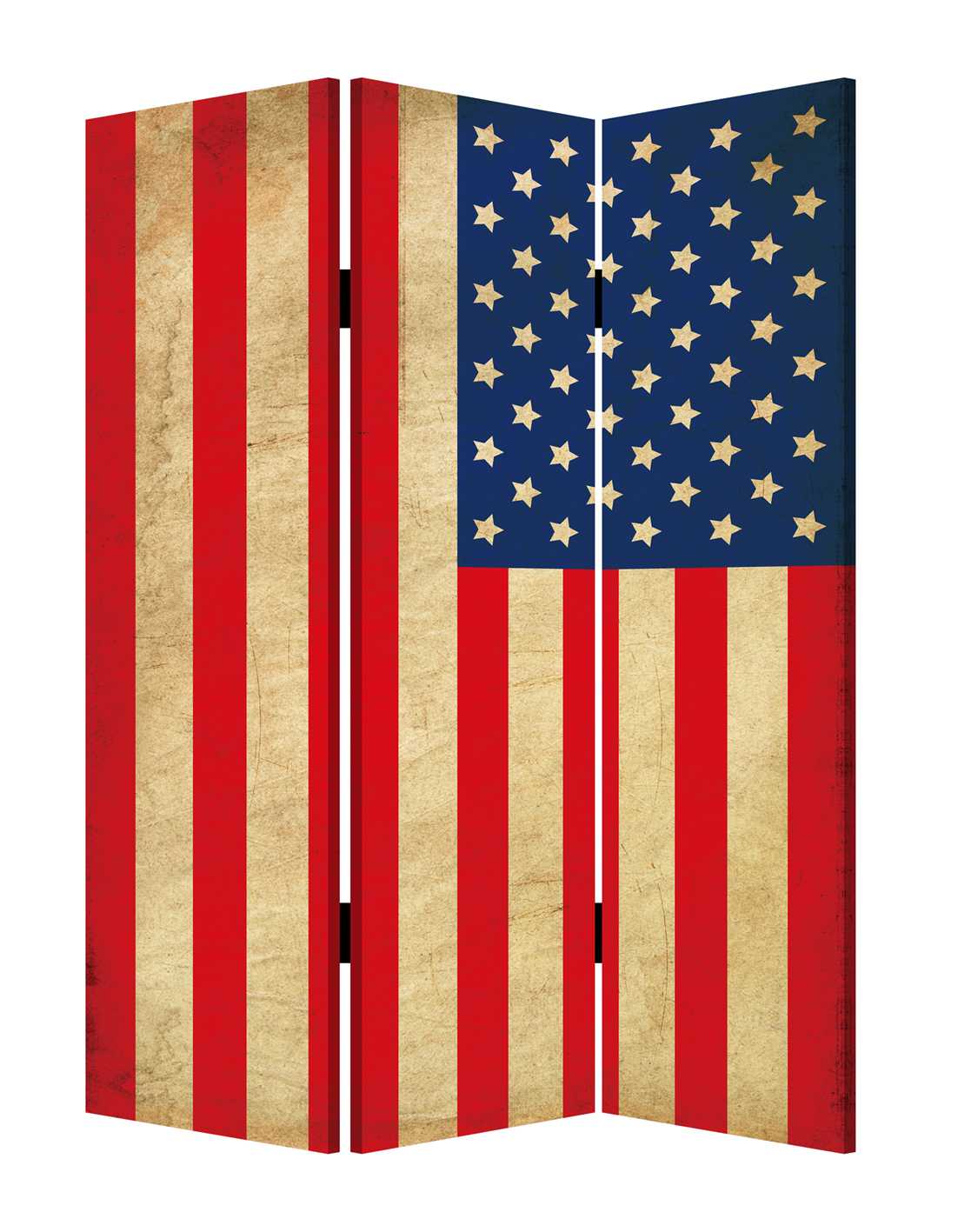 Multi Color Wood Canvas American Flag Screen By Homeroots - 277085 | Room Dividers | Modishstore - 2