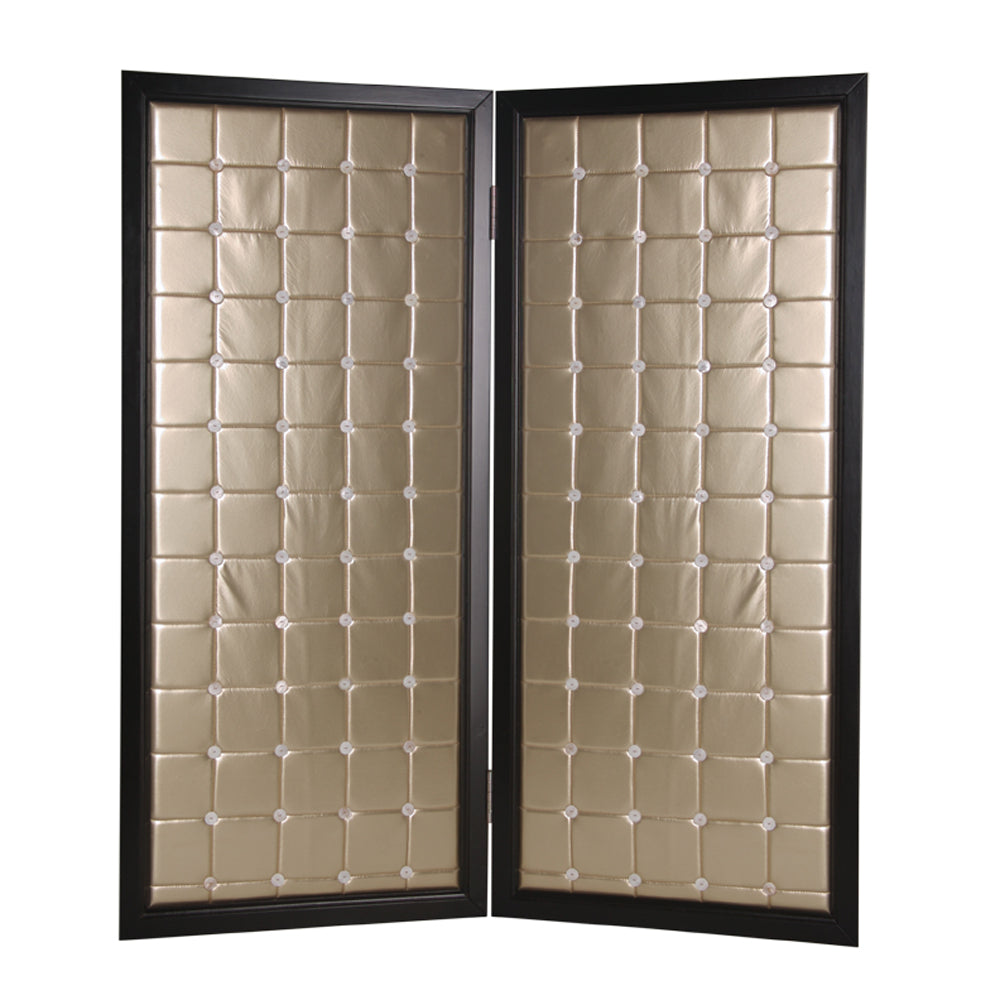 Gold Wood & Fabric Screen By Homeroots - 277096 | Room Dividers | Modishstore