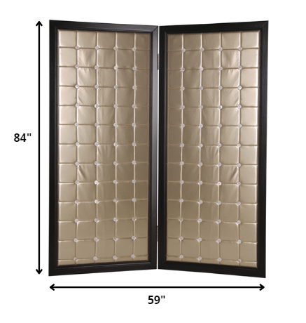 Gold Wood & Fabric Screen By Homeroots - 277096 | Room Dividers | Modishstore - 2