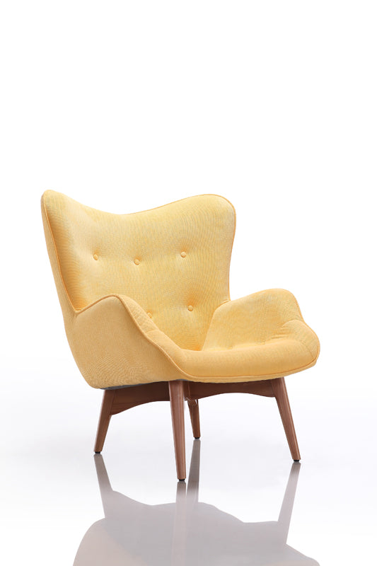 38' Yellow Fabric and Wood Tufted Chair and Ottoman By Homeroots | Accent Chairs | Modishstore - 2