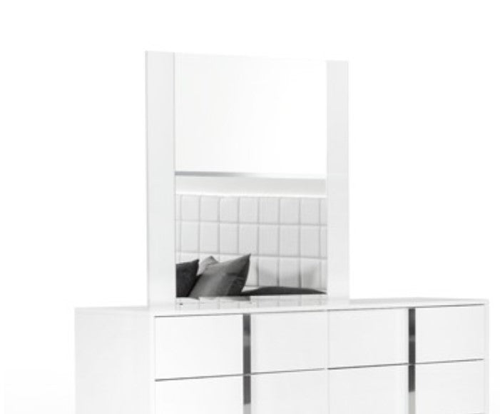 41" White MDF Glass and Veneer Mirror By Homeroots | Mirrors | Modishstore - 2