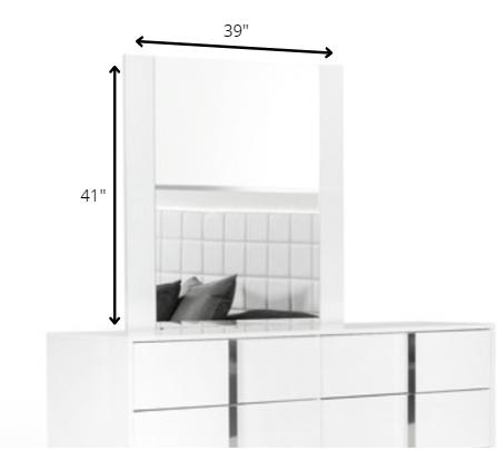 41" White MDF Glass and Veneer Mirror By Homeroots | Mirrors | Modishstore - 6