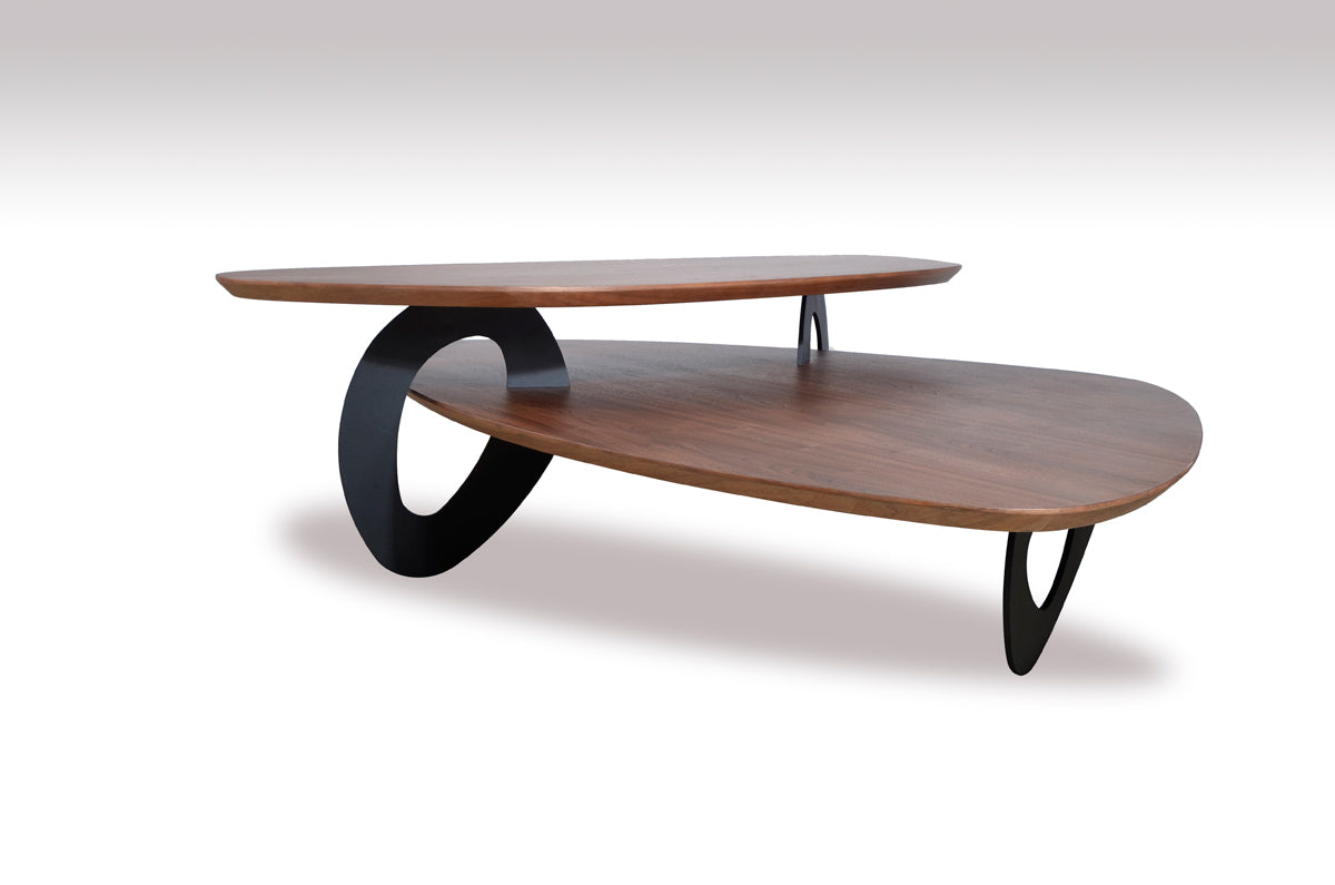 15' Walnut Veneer and Metal Coffee Table By Homeroots | Coffee Tables | Modishstore - 2