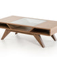 15' Walnut Wood Veneer and Glass Coffee Table By Homeroots | Coffee Tables | Modishstore