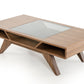15' Walnut Wood Veneer and Glass Coffee Table By Homeroots | Coffee Tables | Modishstore - 3