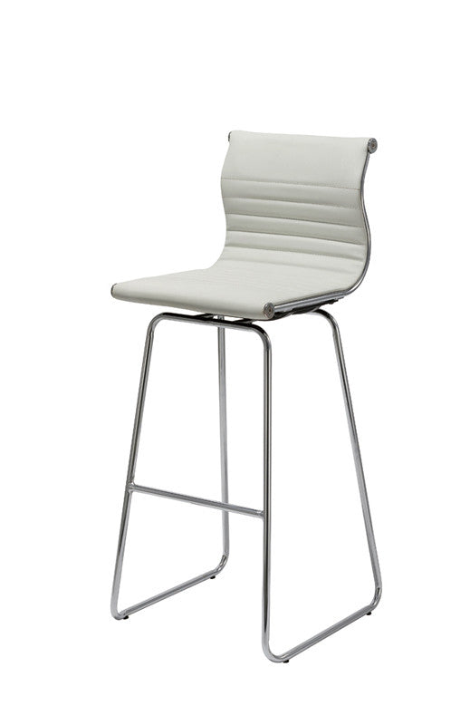 Two 41' White Leatherette And Steel Bar Stools By Homeroots | Bar Stools | Modishstore - 3