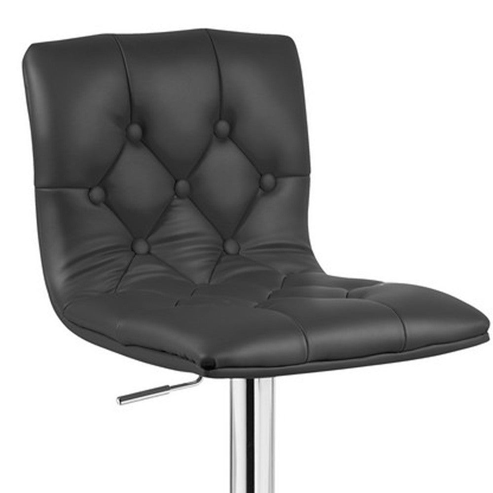 35' Black Leatherette And Steel Bar Stool By Homeroots | Bar Stools | Modishstore - 4
