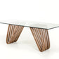 30' Walnut Wood And Glass Dining Table By Homeroots - 283014 | Dining Tables | Modishstore - 4