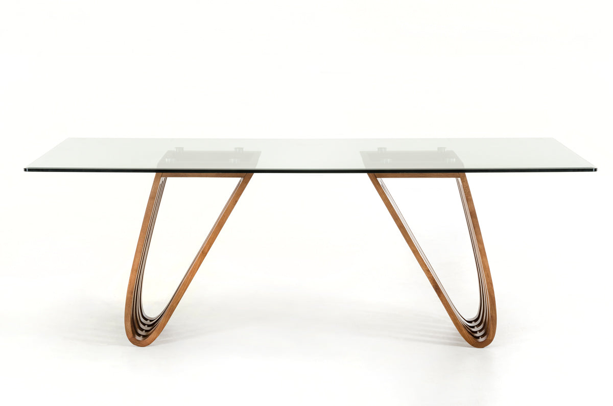 30' Walnut Wood And Glass Dining Table By Homeroots - 283014 | Dining Tables | Modishstore - 5