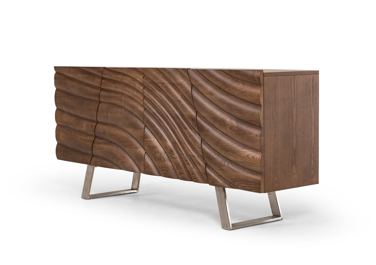 34' Walnut Wood Veneer And Steel Buffet By Homeroots | Sideboards | Modishstore - 2