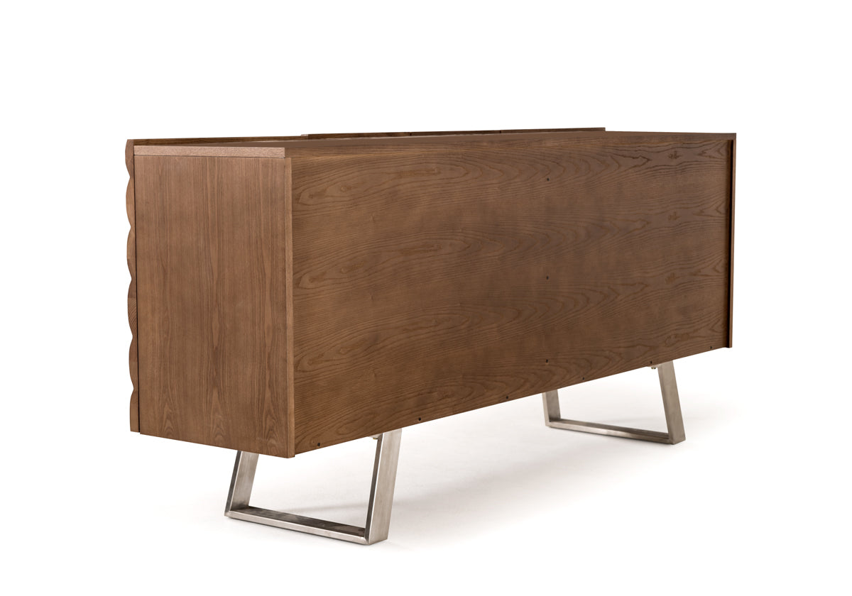 34' Walnut Wood Veneer And Steel Buffet By Homeroots | Sideboards | Modishstore - 4