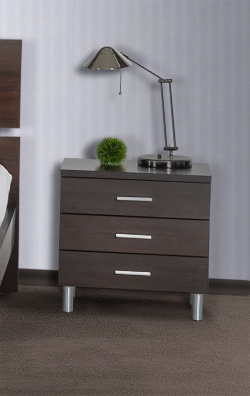 21' Wenge Veneer Mdf And Steel Nightstand By Homeroots | Nightstands | Modishstore