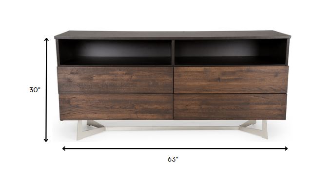 Dark Aged Oak Dresser Or Tv Stand By Homeroots | Dressers | Modishstore - 6