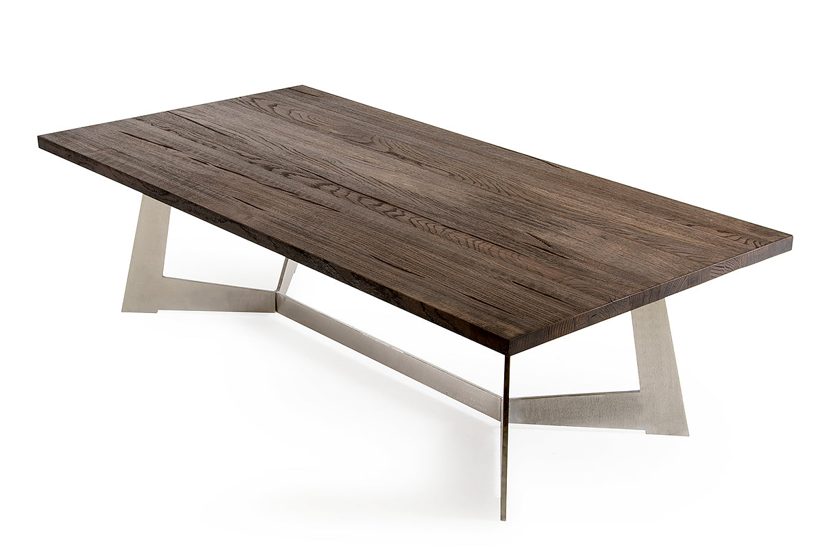 16' Dark Aged Oak Wood Veneer and Steel Coffee Table By Homeroots | Coffee Tables | Modishstore - 2