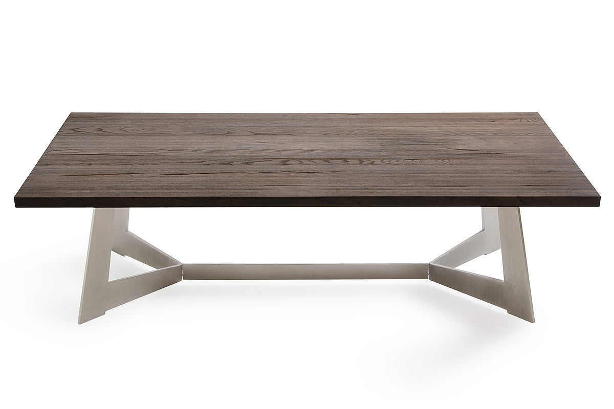 16' Dark Aged Oak Wood Veneer and Steel Coffee Table By Homeroots | Coffee Tables | Modishstore - 3