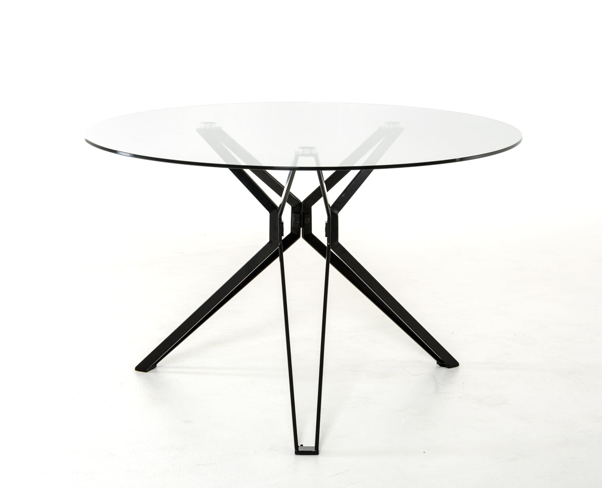 30' Glass And Metal Round Dining Table By Homeroots | Dining Tables | Modishstore - 5