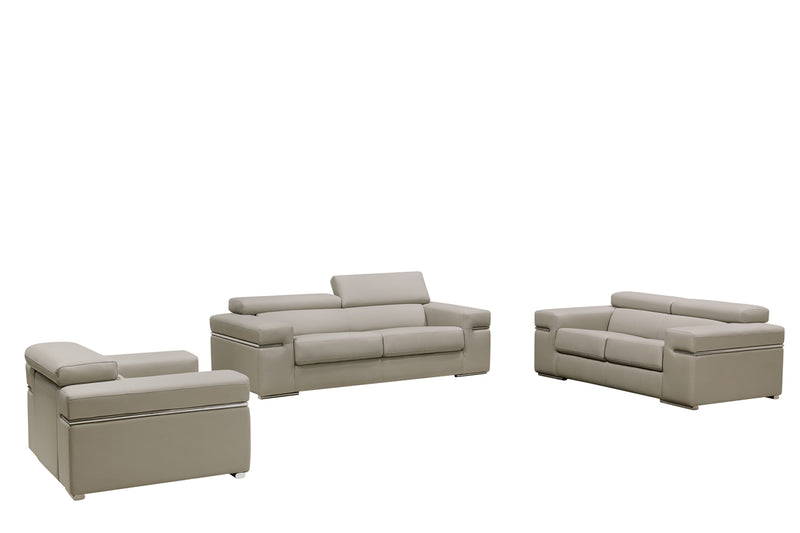 34' Light Grey Bonded Leather Foam Wood and Steel Sofa Set By Homeroots | Sofa Set | Modishstore