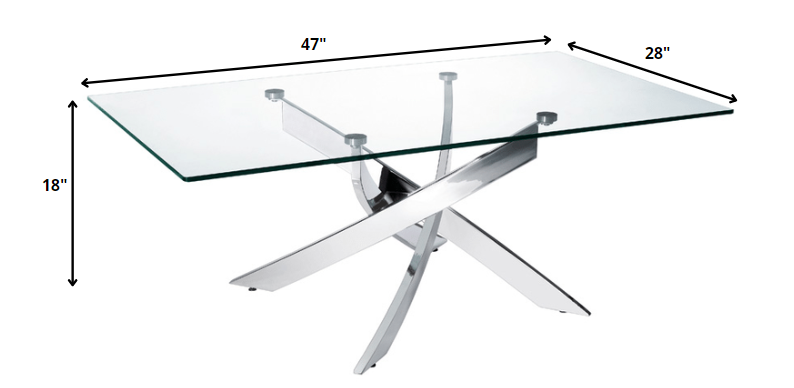 18' Steel and Glass Coffee Table By Homeroots - 283165 | Coffee Tables | Modishstore - 2