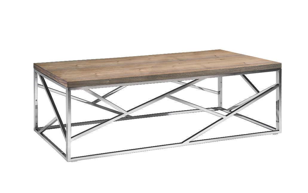 15' Walnut Veneer and Steel Coffee Table By Homeroots | Coffee Tables | Modishstore