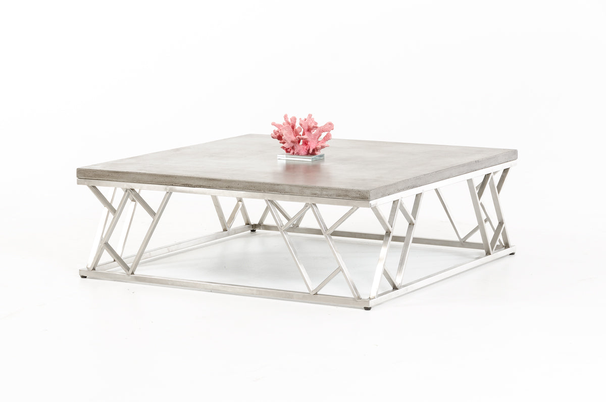 13' Concrete and Steel Coffee Table By Homeroots | Coffee Tables | Modishstore - 2