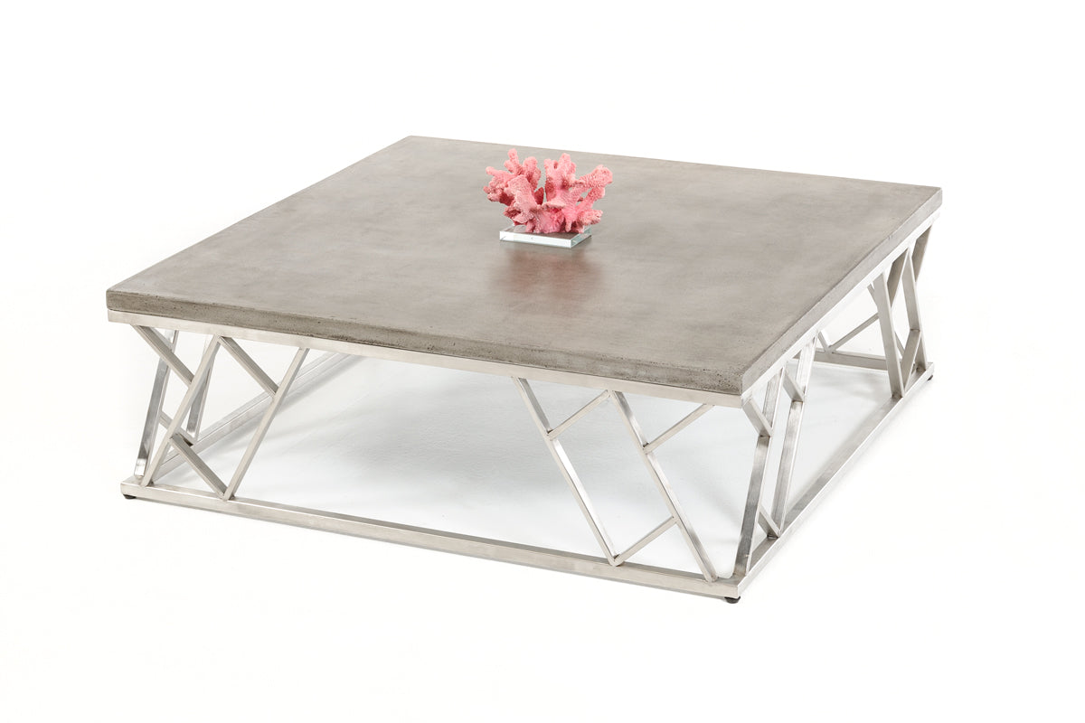 13' Concrete and Steel Coffee Table By Homeroots | Coffee Tables | Modishstore - 3