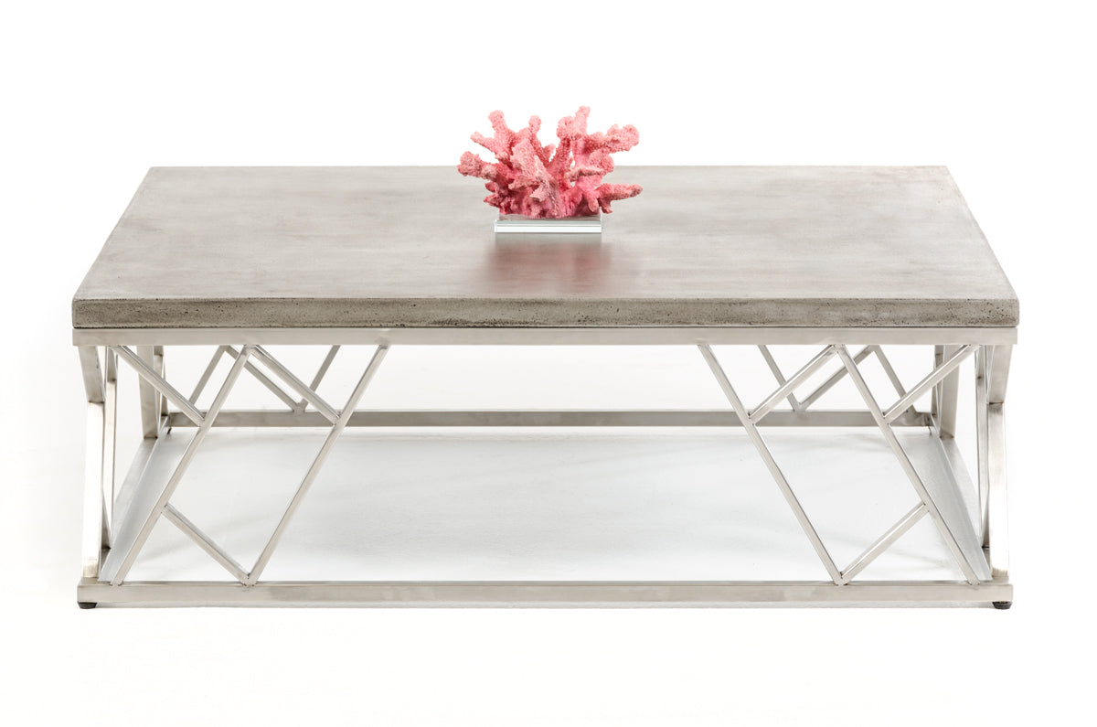 13' Concrete and Steel Coffee Table By Homeroots | Coffee Tables | Modishstore - 4