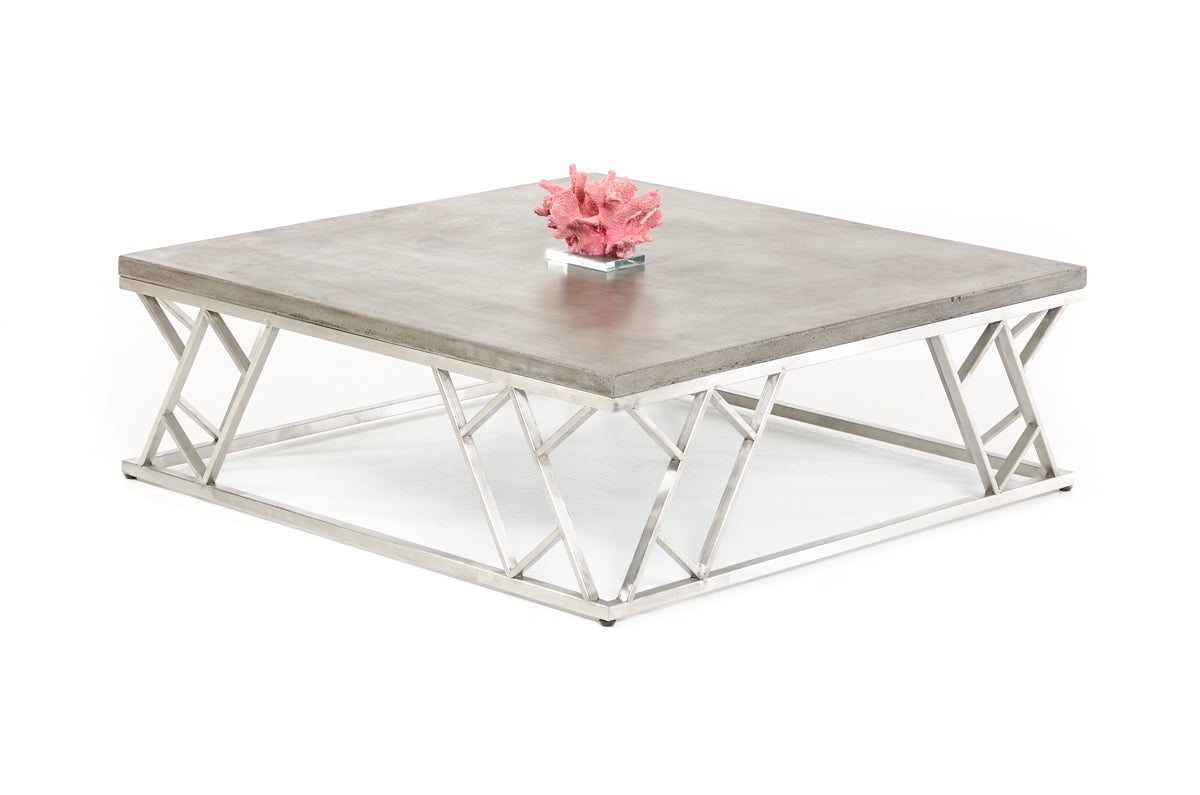 13' Concrete and Steel Coffee Table By Homeroots | Coffee Tables | Modishstore - 5