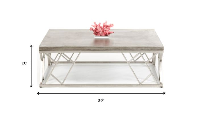 13' Concrete and Steel Coffee Table By Homeroots | Coffee Tables | Modishstore - 6