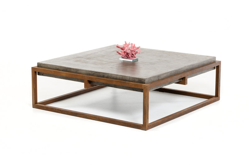 15' Concrete and Metal Coffee Table By Homeroots | Coffee Tables | Modishstore