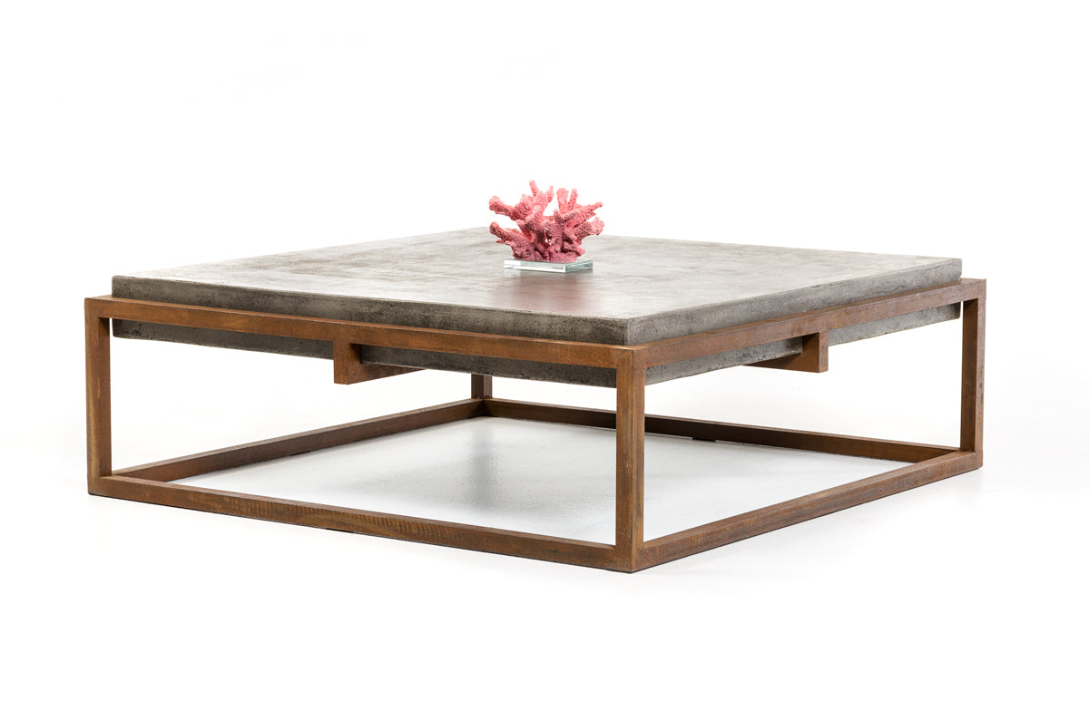 15' Concrete and Metal Coffee Table By Homeroots | Coffee Tables | Modishstore - 2