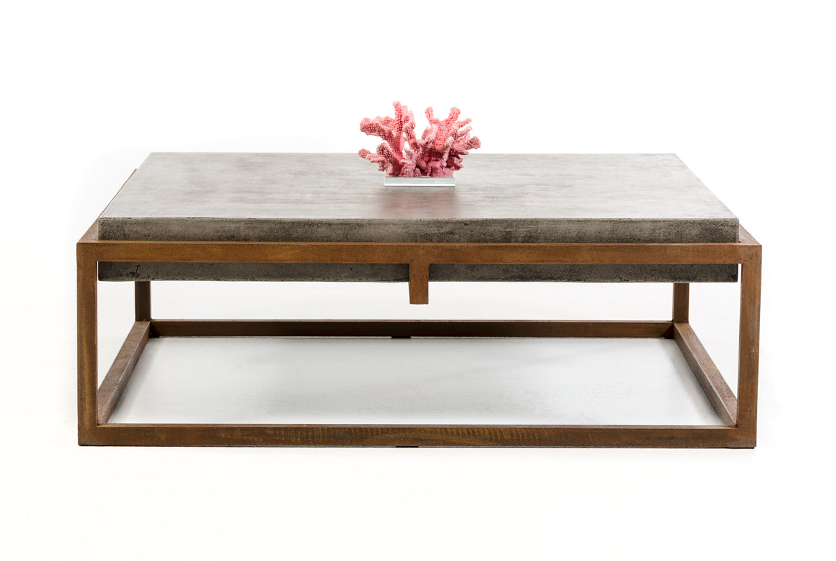 15' Concrete and Metal Coffee Table By Homeroots | Coffee Tables | Modishstore - 4