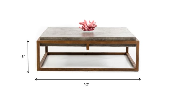 15' Concrete and Metal Coffee Table By Homeroots | Coffee Tables | Modishstore - 6