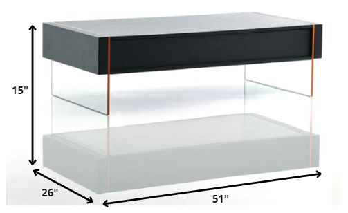 15' Black MDF and Glass Floating Coffee Table By Homeroots | Coffee Tables | Modishstore - 2