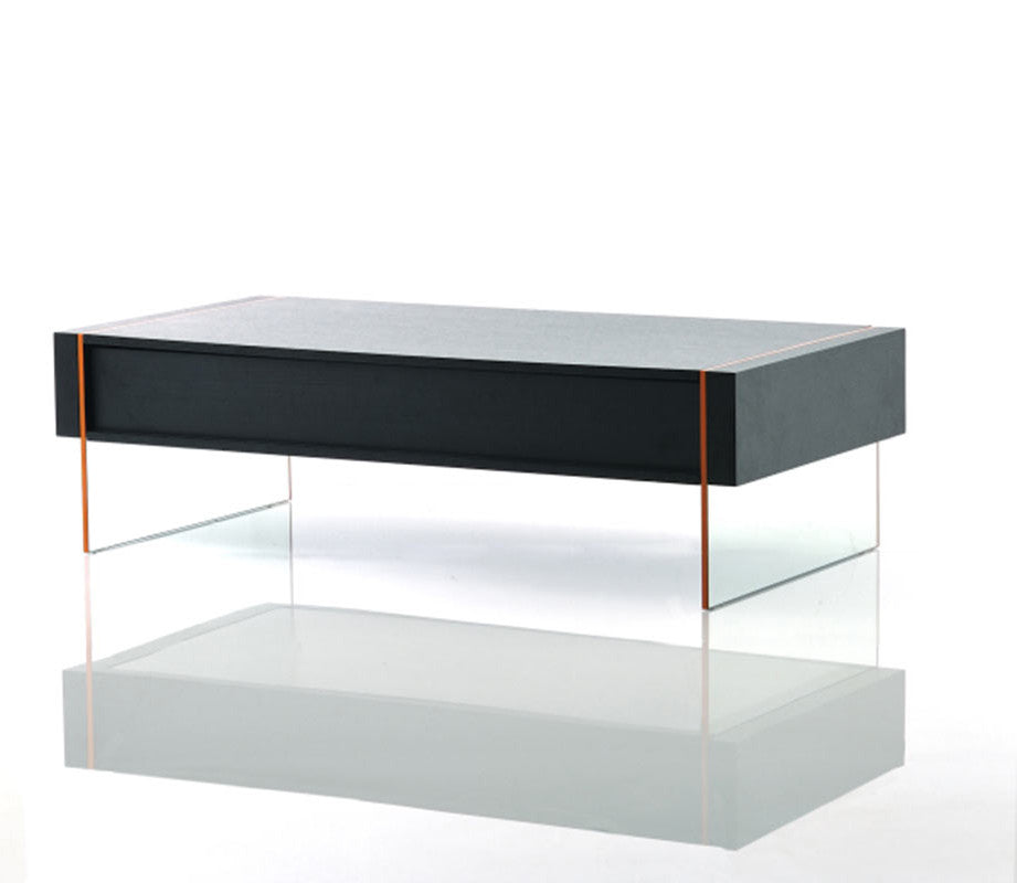 15' Black MDF and Glass Floating Coffee Table By Homeroots | Coffee Tables | Modishstore - 3