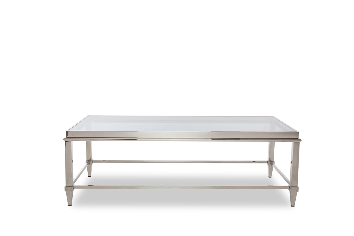 18' Steel and Glass Coffee Table By Homeroots - 283428 | Coffee Tables | Modishstore - 2