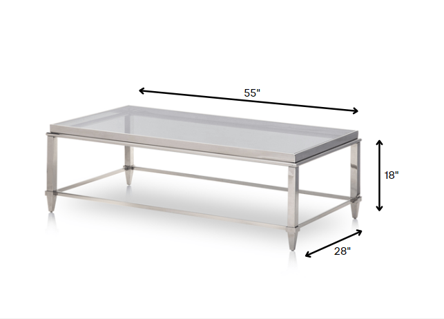 18' Steel and Glass Coffee Table By Homeroots - 283428 | Coffee Tables | Modishstore - 6