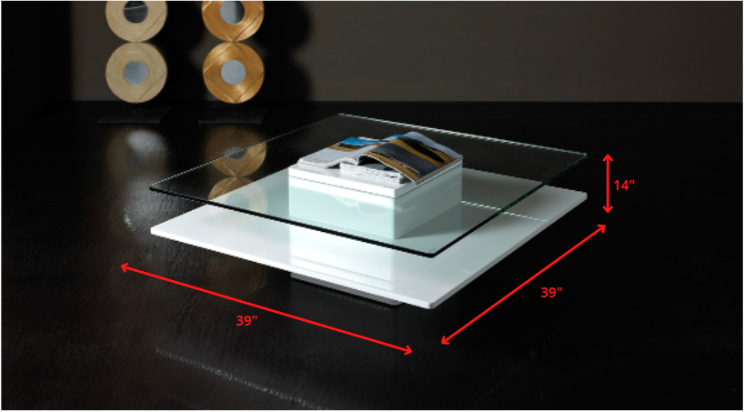 14' White MDF and Glass Coffee Table By Homeroots | Coffee Tables | Modishstore - 2