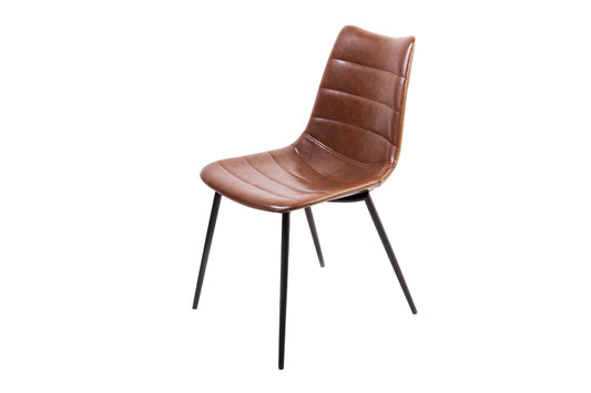 Two 32' Brown Leatherette And Iron Dining Chairs By Homeroots | Dining Chairs | Modishstore