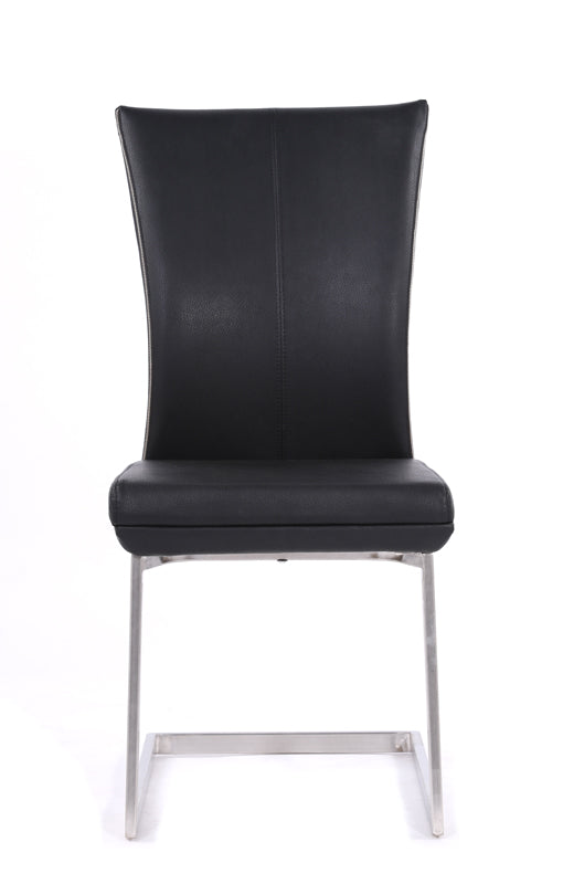 Two 38' Black Leatherette And Steel Dining Chairs By Homeroots | Dining Chairs | Modishstore