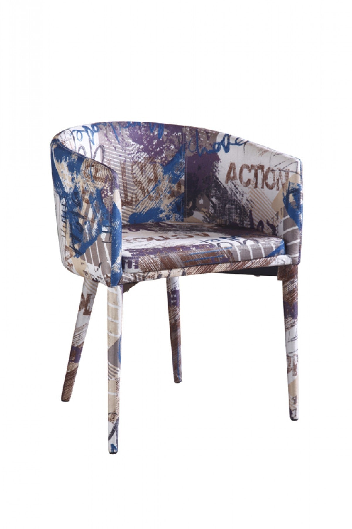 Modern Pattern Fabric Wrapped Dining Or Accent Chair By Homeroots | Dining Chairs | Modishstore - 4