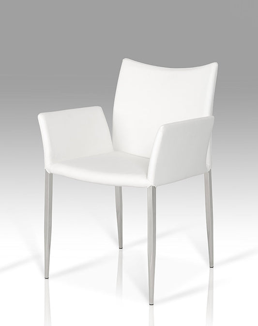 33' White Leatherette And Steel Dining Chair By Homeroots | Dining Chairs | Modishstore