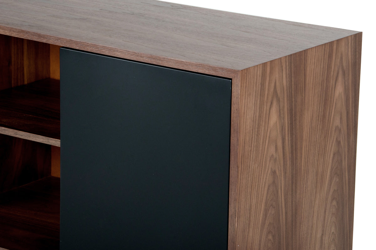 29' Walnut And Black Veneer Mdf And Wood Buffet By Homeroots | Sideboards | Modishstore - 5